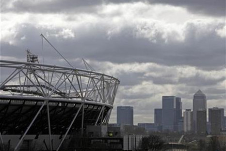 The Olympic Stadium, being constructed for the London 2012 Olympic games, is pictured in east London