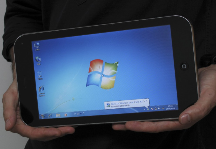 A sample of a &quot;shanzhai&quot; or imitated reproduction of iPad running Microsoft Windows is seen inside a computer shopping mall in Shenzhen