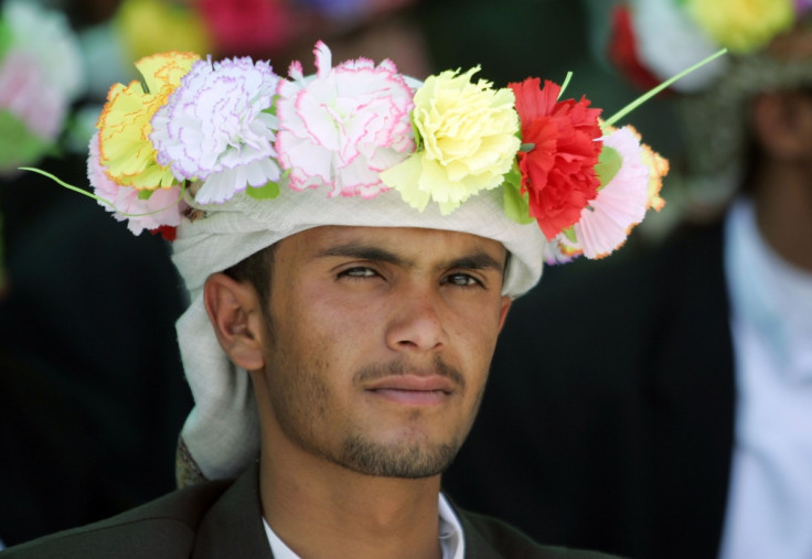 A groom attends a mass wedding ceremony in Sanaa, Yemen.