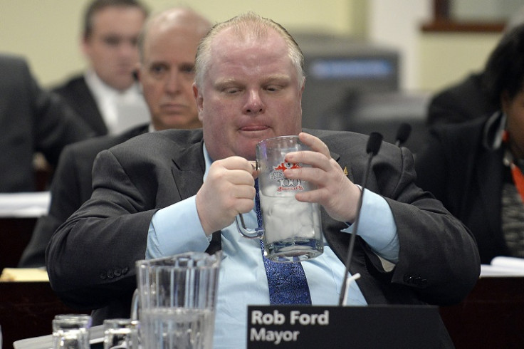 Toronto Mayor Rob Ford drinks from the jug of life, not the glass