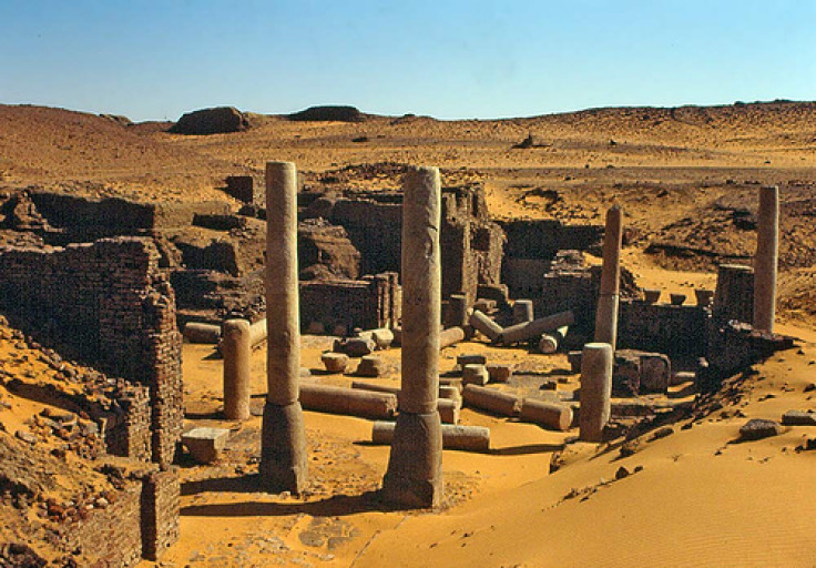 The ruins of deserted town of Old Dongola in Sudan where a tomb with mysterious inscriptions and seven mummies have been found.