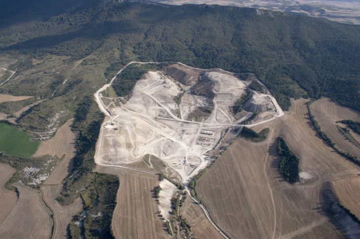 Aerial view of the deserted village Zaballa in Alava province, Spain.