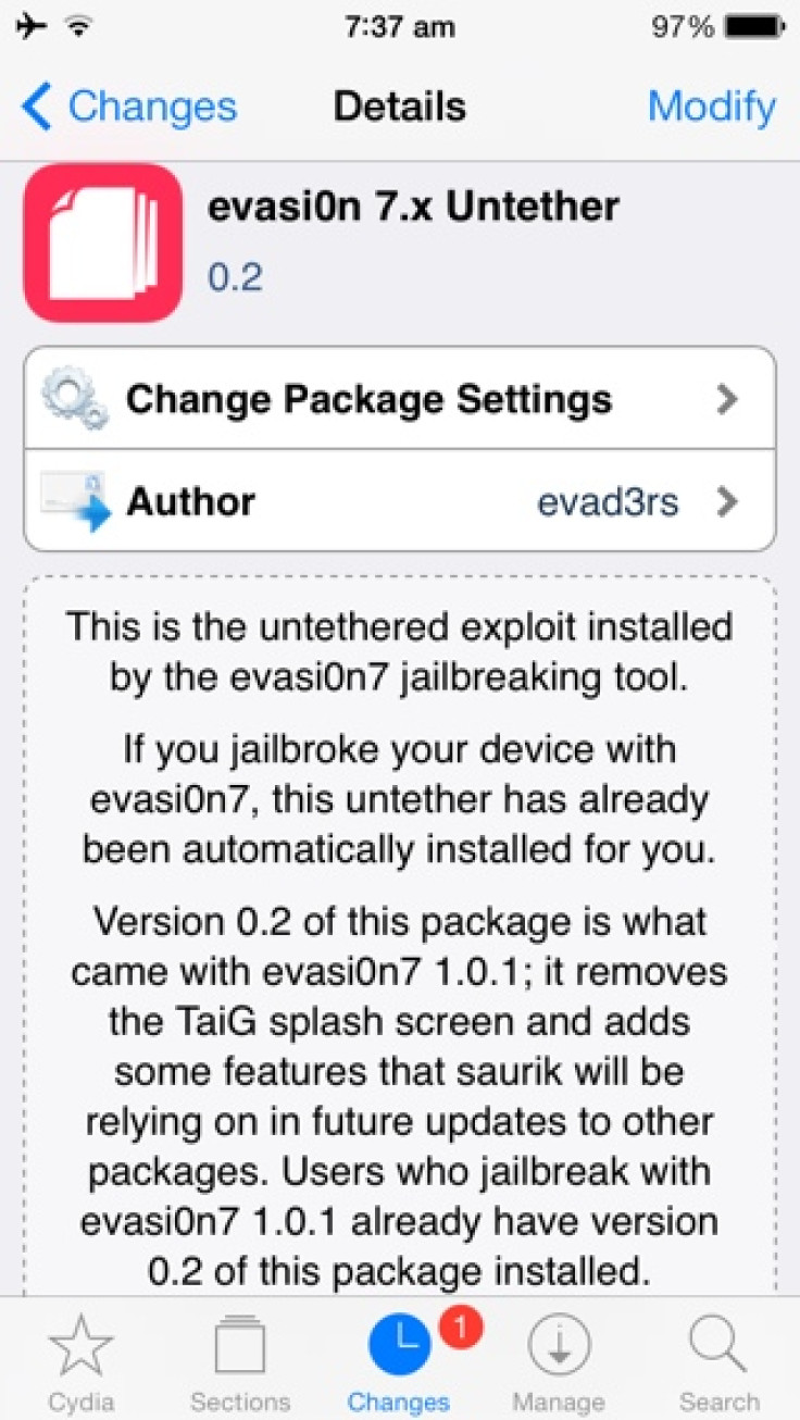 iOS 7 Untethered Jailbreak: Evasi0n 7.x Untether 0.2 Package Installs Evasi0n 1.0.1 Update via Cydia [VIDEO GUIDE]