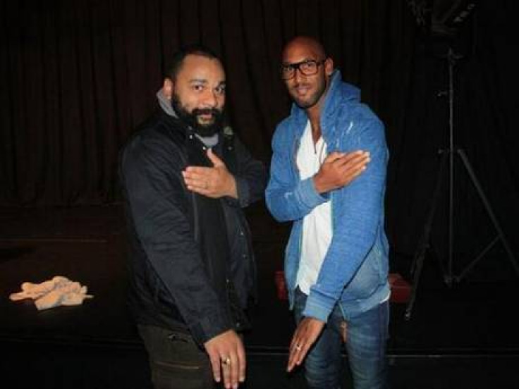 Nicolas Anelka (R) alongside controversial French comedian Dieudonne M'bala M'bala (L)