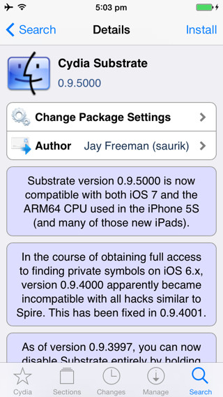 iOS 7 Untethered Jailbreak: Fix Cydia Compatibility Issues with A7 Devices by Installing Mobile Substrate 0.9.5000 iOS 7 Untethered Jailbreak: Fix Cydia Compatibility Issues with A7 Devices by Installing Mobile Substrate 0.9.5000