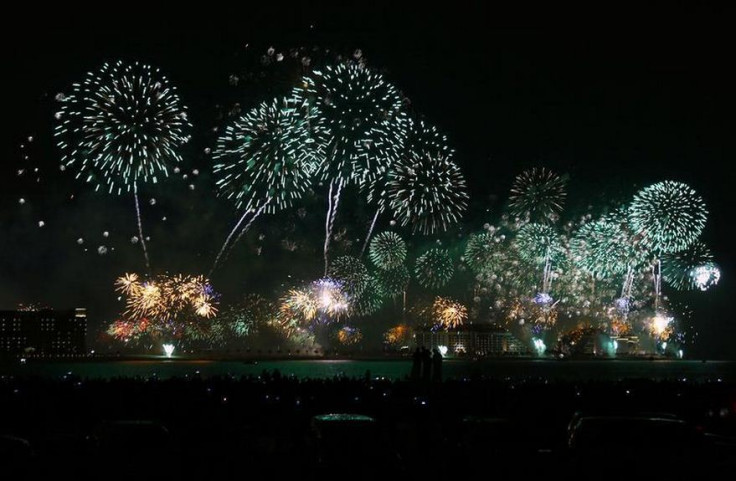 Fireworks explode in the sky over Dubai, January 1, 2014, during an attempt to break the Guinness World Record for the 'Largest Firework Display'.