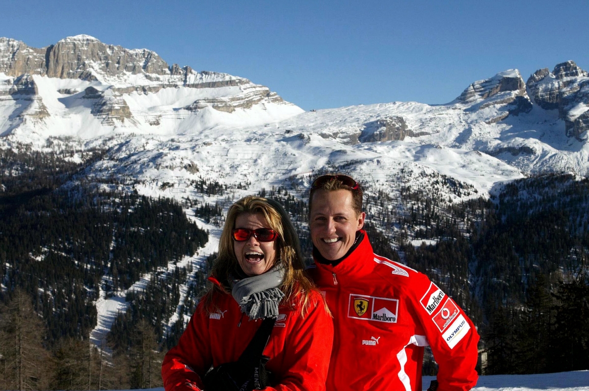 Corinna+Schumacher+supports+son+Mick+in+battle+in+the+Alps