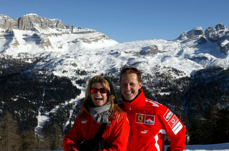 Michael Schumacher and his wife Corinna on the slopes at a mountainous resort
