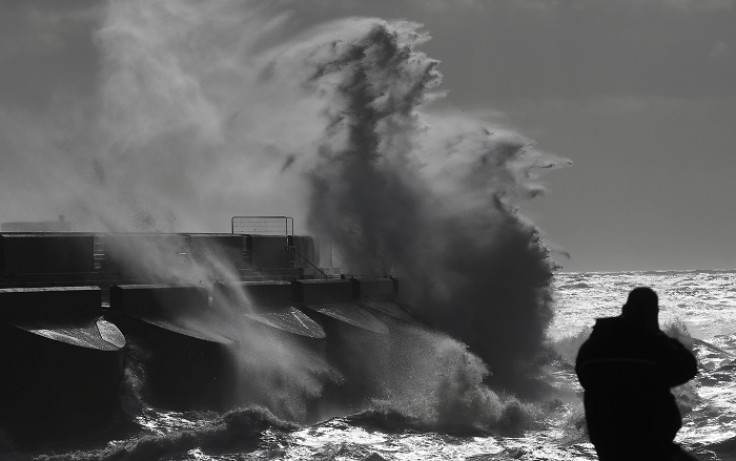 Stormy seas near Brighton marina in south-east England.