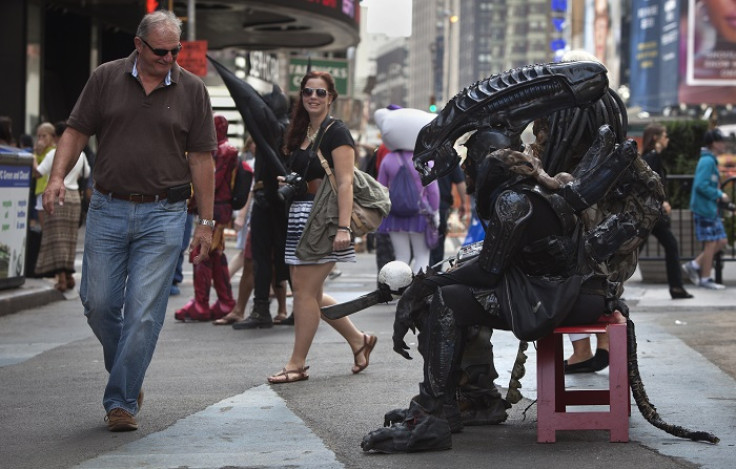 A character from the film Alien in Times Square, New York.