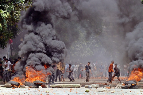 Residents of Dhaka's Mirpur district set fire to tyres amid anti-government protests in the city.