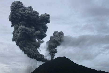 Mount Sinabung emits billowing clouds of smoke over Suka Nalu village in Indonesia's North Sumatra province.