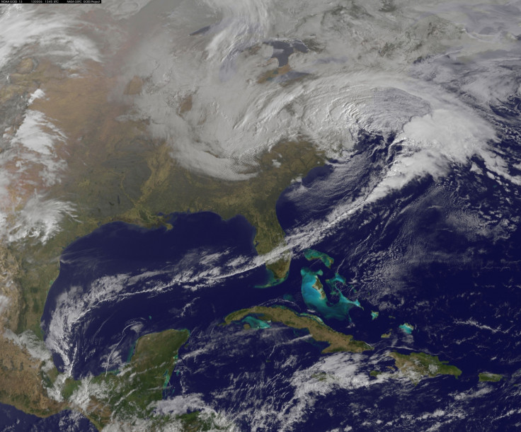 NASA's Aqua satellite captures a massive winter storm moving up the eastern seaboard.