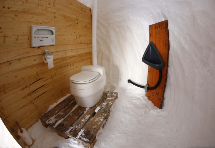 A lavatory built on snow is pictured in the igloo village on top of the mountain Nebelhorn, alpine upland, near the southern Bavarian town of Oberstdorf, Germany.