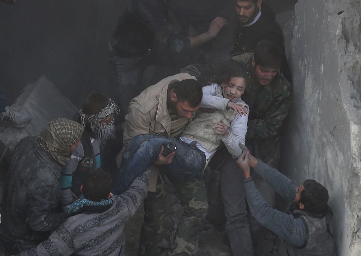 syria girl wreckage