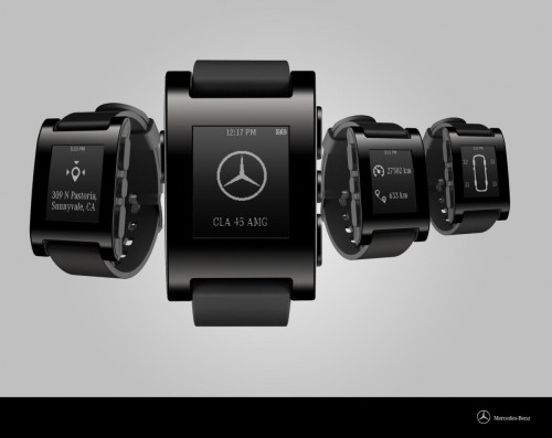 Mercedes and Pebble smartwatch Mercedes and Pebble smartwatch