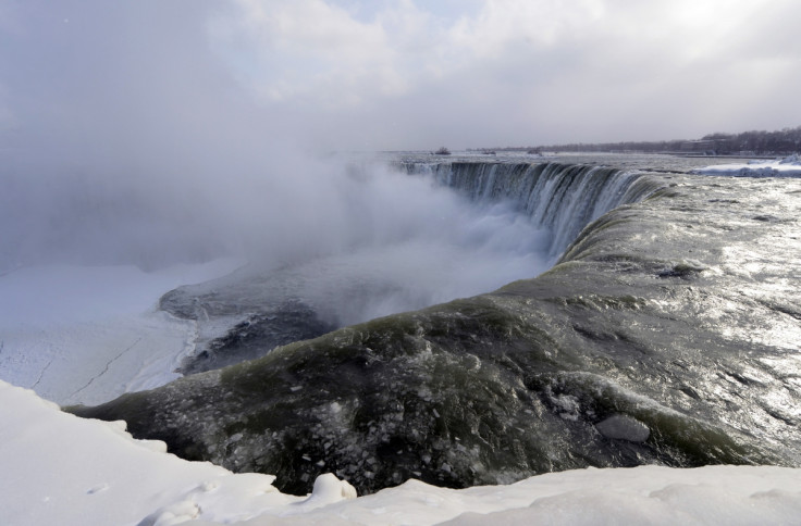 Ice chunks and water flow over the falls Niagara Falls, Ontario, January 8, 2014.