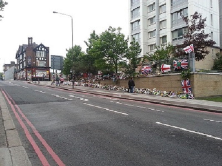 Flowers litter the spot where Lee Rigby was murdered in London