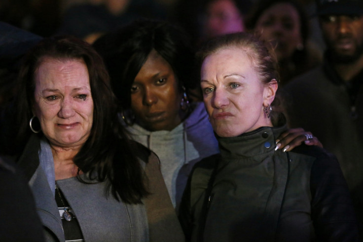 Pamela Duggan (l) and Carol outside High Court after lawful killing verdict on Mark Duggan's death