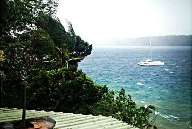 An aftermath photo of Ian shows strong winds and heavy rain on Vava'u island.