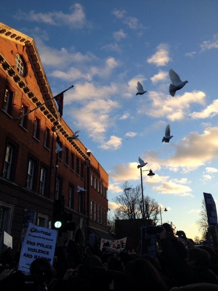 Doves were released at the end of the Mark Duggan vigil