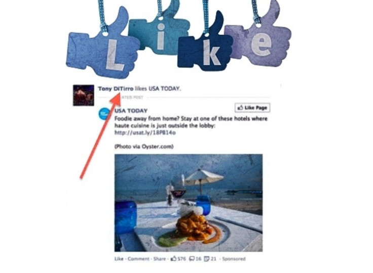 Tony DiTirro is suing Facebook for claiming he "Liked" USA Today's Facebook Page in an ad.
