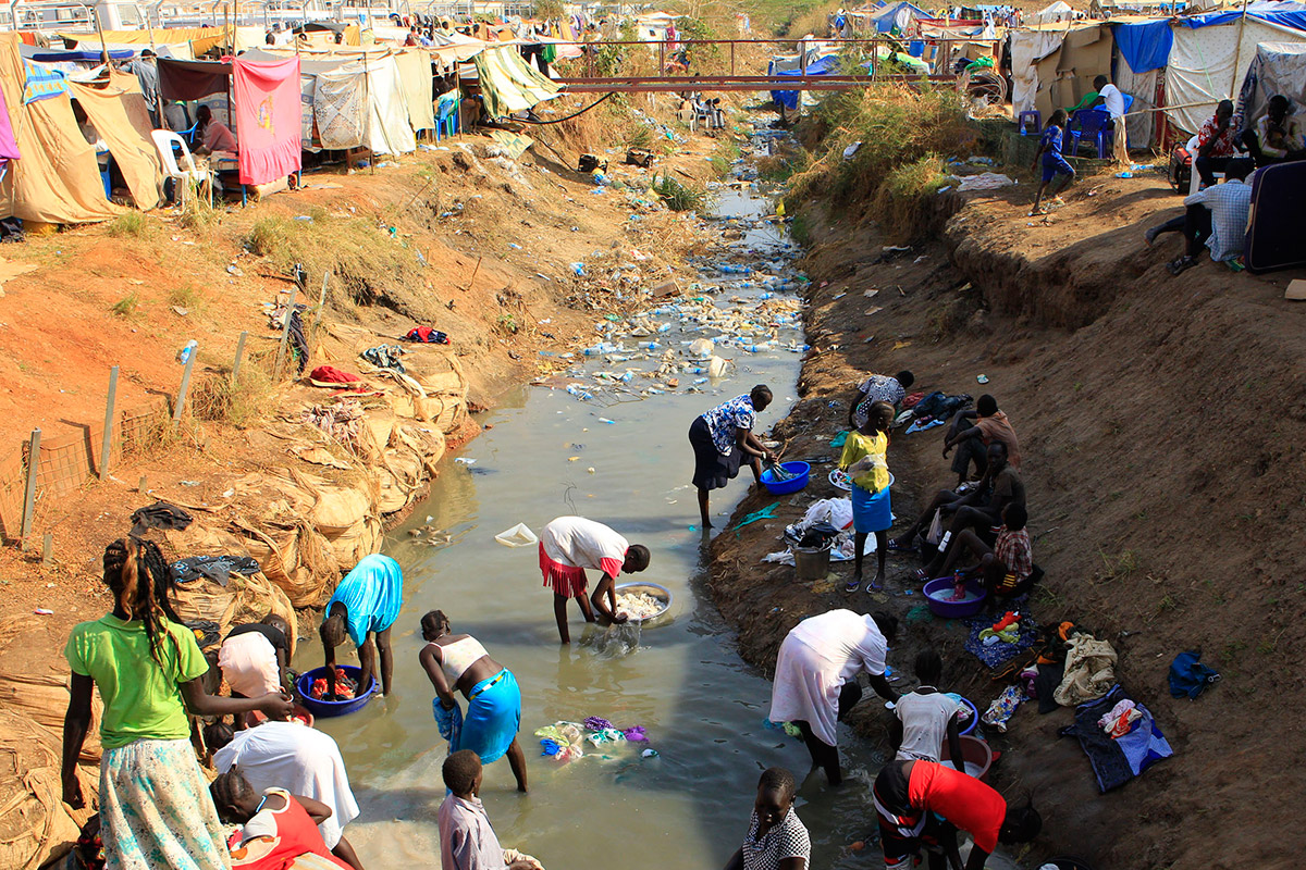 refugee camp drainage ditch