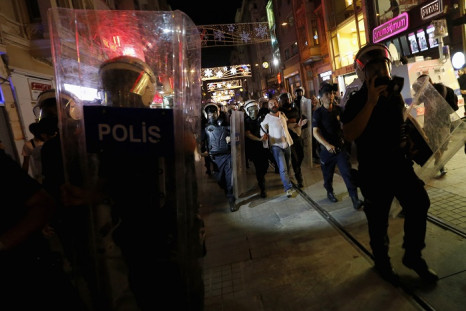 Turkish police detain a protester during an anti-government protest in central Istanbul.