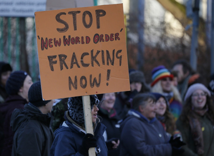 Placard at fracking protest Barton Moss near Manchester hints shadowy new world order conspiracy