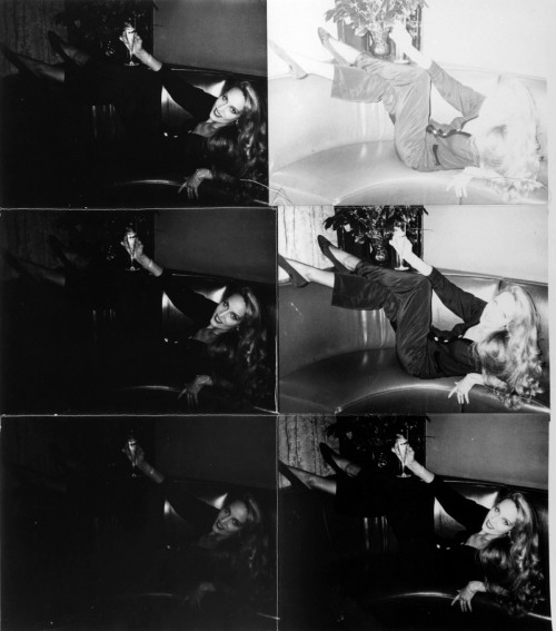 Andy Warhol Jerry Hall Reclining on Couch, 1976 – 1987 Six silver gelatin prints stitched with thread, 80 x 69 cm © 2014 The Andy Warhol Foundation for the Visual Arts, Inc. / Artists Rights Society (ARS), New York and DACS, London Andy Warhol Jerry Hall Reclining on Couch, 1976 – 1987 Six silver gelatin prints stitched with thread, 80 x 69 cm © 2014 The Andy Warhol Foundation for the Visual Arts, Inc. / Artists Rights Society (ARS), New York and DACS, London