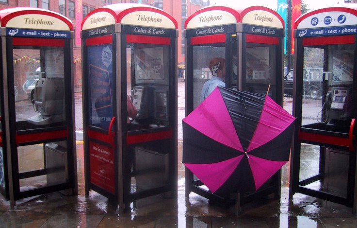 British rain phone box