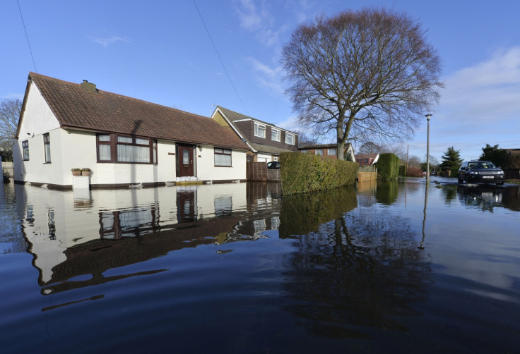 A  flooded street in Wraysbury in southern England
