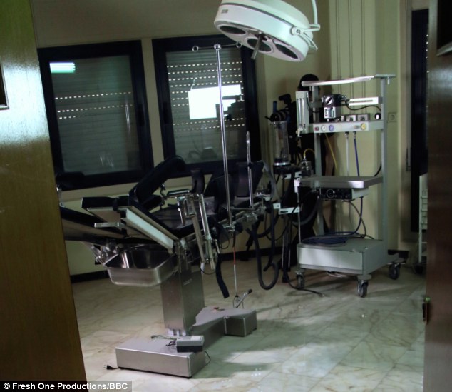 Fully fitted gynelogical suite where young girls would be checked for STDs before being taken to the dictator, one of a number of secret rooms in Tripoli University after the fall of Gaddafi. Fully fitted gynelogical suite where young girls would be checked for STDs before being taken to the dictator, one of a number of secret rooms in Tripoli University after the fall of Gaddafi.