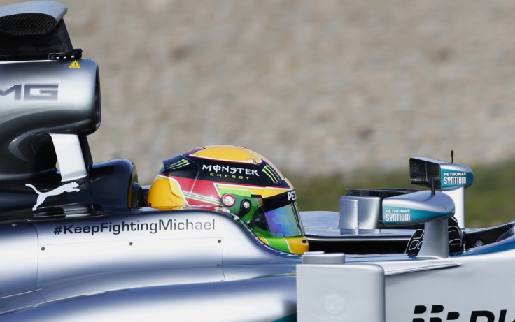 Mercedes 2014 F1 car carries message to Michael Schumacher as testing begins at Jerez racetrack, in Spain