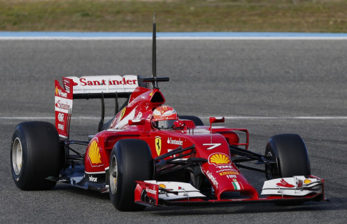 Ferrari F14T is put through its pace by Kimi Raikkonen with a message to Michael Schumacher on its bodywork Ferrari F14T is put through its pace by Kimi Raikkonen with a message to Michael Schumacher on its bodywork