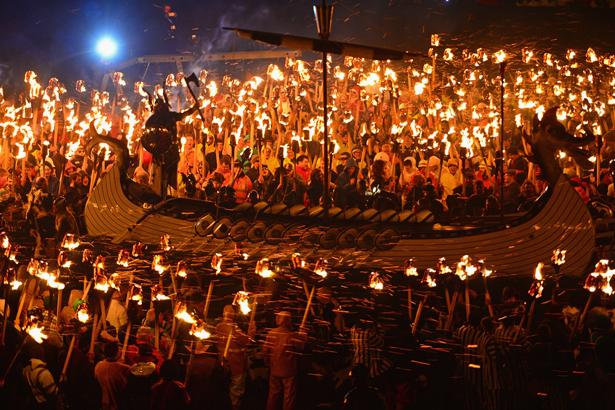 up helly aa long boat torches