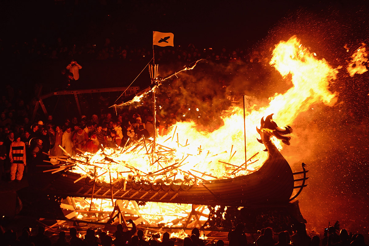 up helly aa long boat burning