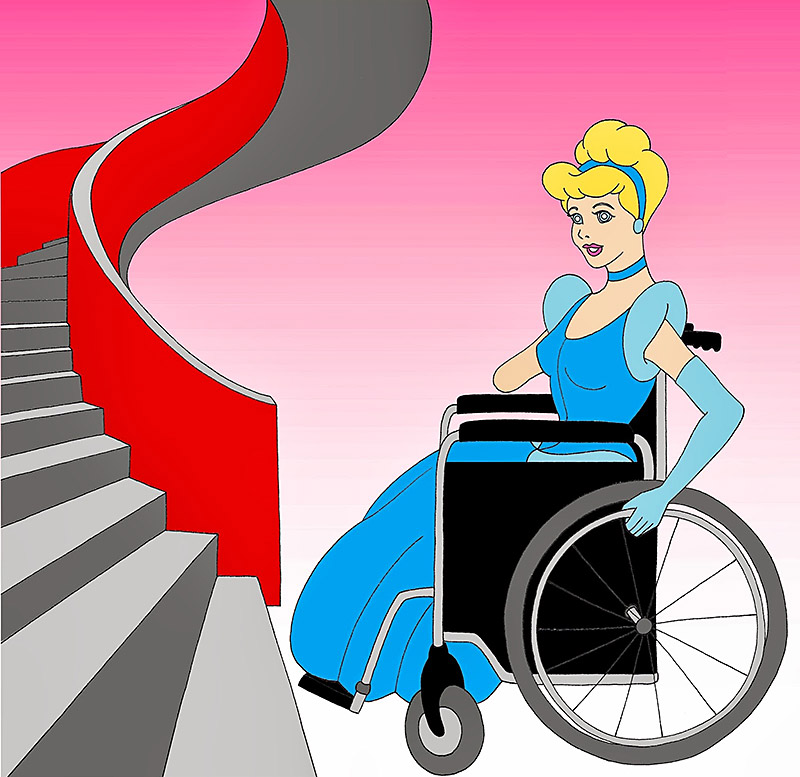 Disabled Disney Princesses Cinderella stairs
