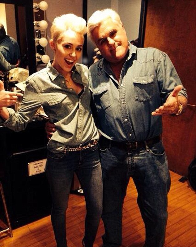 Miley Cyrus and Jay Leno
