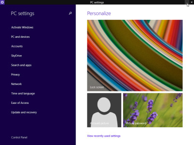 Windows 8.1 Update 1 PC Settings Page Windows 8.1 Update 1 PC Settings Page