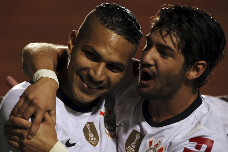 Pato (left) and Guerrero celebrate during happier times for Corinthians