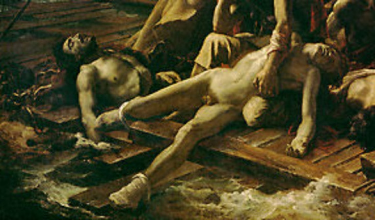 Section of Raft of the Medusa showing starving sailors cast adrift on the seas
