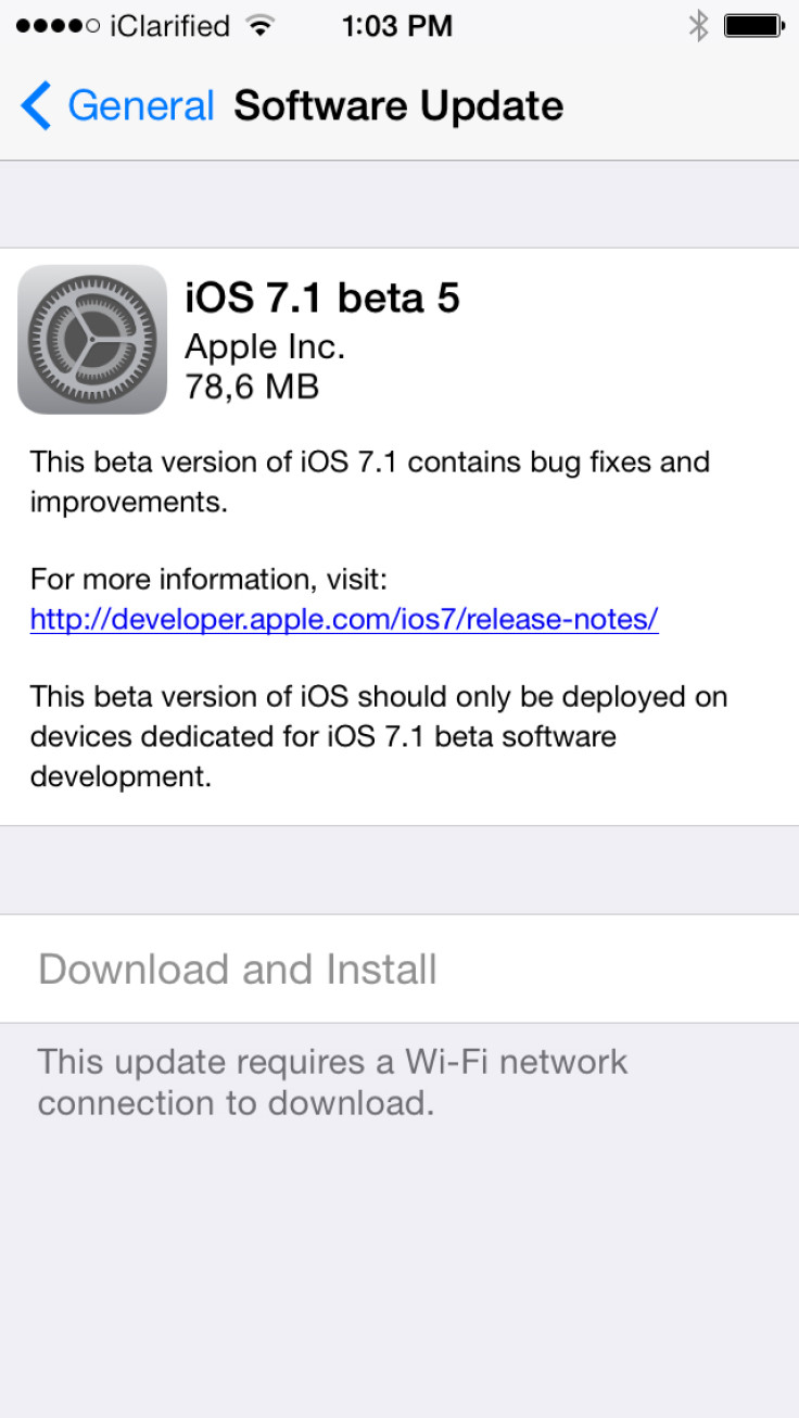 Apple Releases iOS 7.1 Beta 5 for Developers with New Bug-Fixes and Improvements [Download/Install]