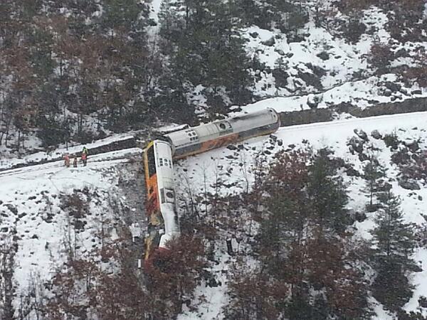 A boulder smashed into the passenger train killing two and injuring 30 A boulder smashed into the passenger train killing two and injuring 30