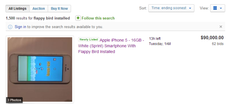 Flappy Bird on eBay