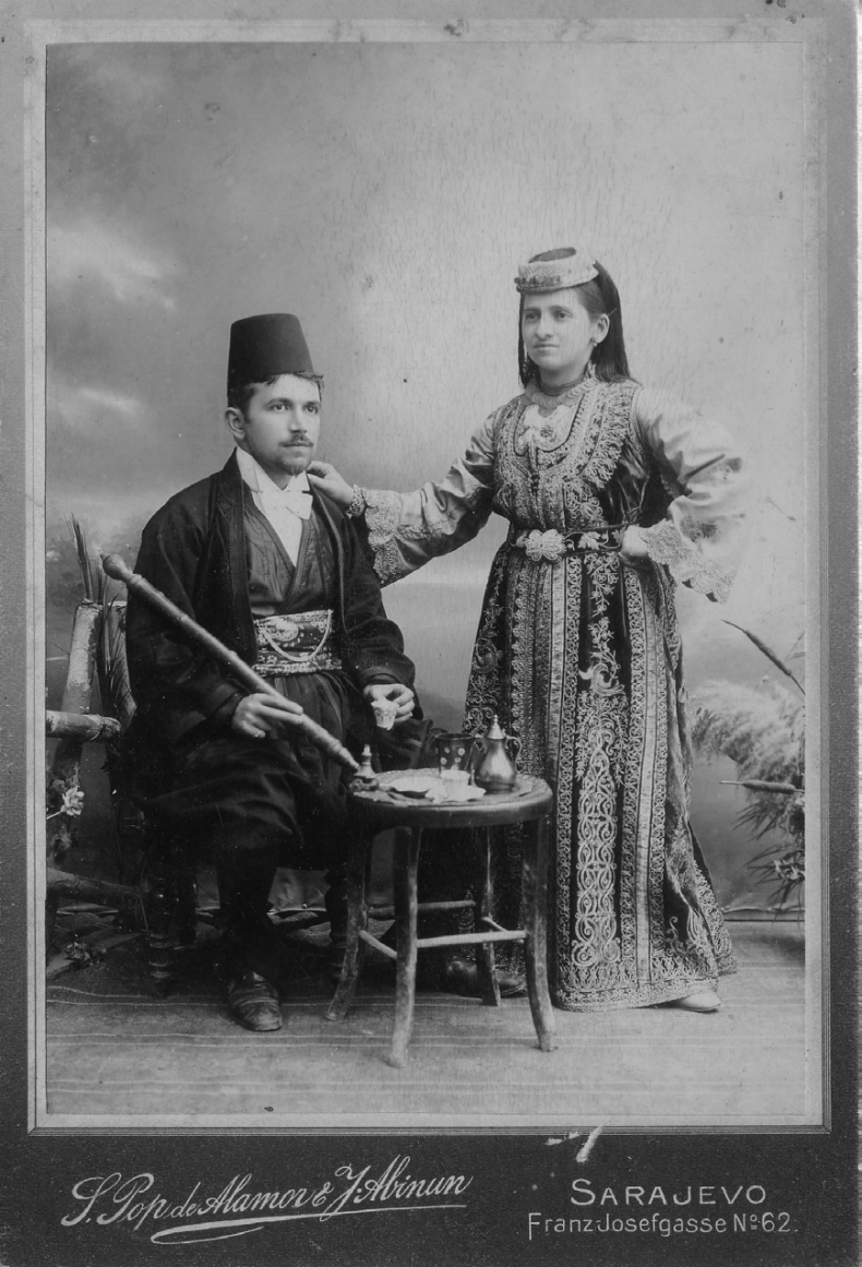 Sephardi Jewish couple from Sarajevo in traditional clothing