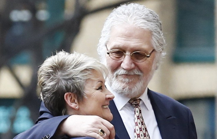 Dave Lee Travis with wife Marianne outside Southwark Crown Court as jury retired to consider verdicts