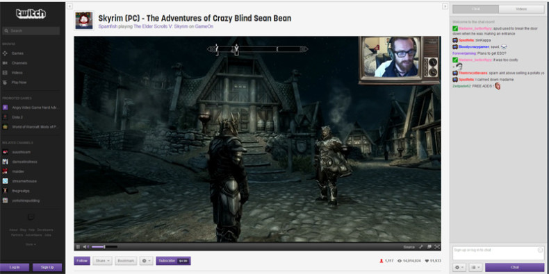 Twitch in Action: User Spamfish playing Skyrim live
