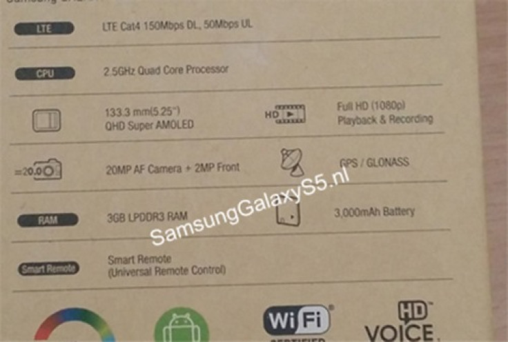 Galaxy S5 Specifications Leaked via Alleged Official Packaging [PHOTO]