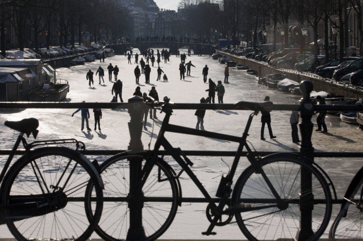 Frozen canal Amersterdam